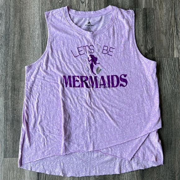 Disney Top Purple Lets Be Mermaids Tank Top Size Extra Large Sleeveless Ariel - Picture 1 of 5